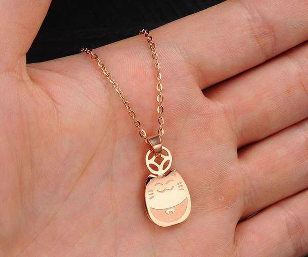 Rose Gold Comfy Cat Necklace (14K Gold Plated)