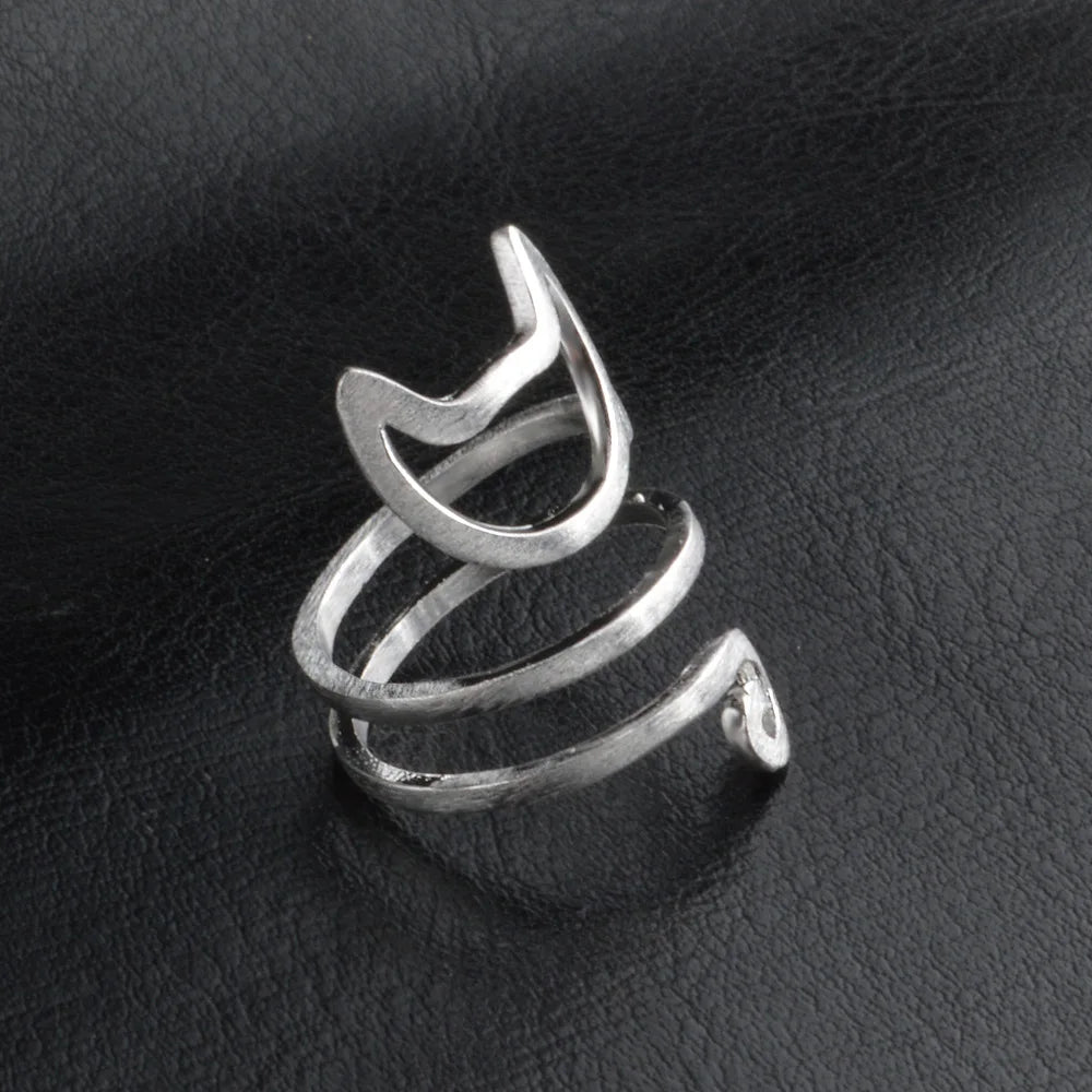 Spiral Cat Ring in Solid 925 Sterling Silver
