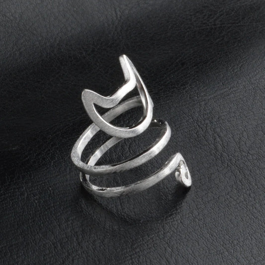 Spiral Cat Ring in Solid 925 Sterling Silver