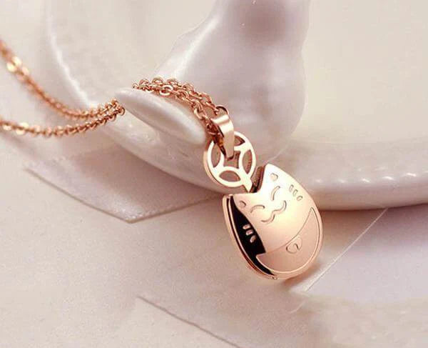 Rose Gold Comfy Cat Necklace (14K Gold Plated)