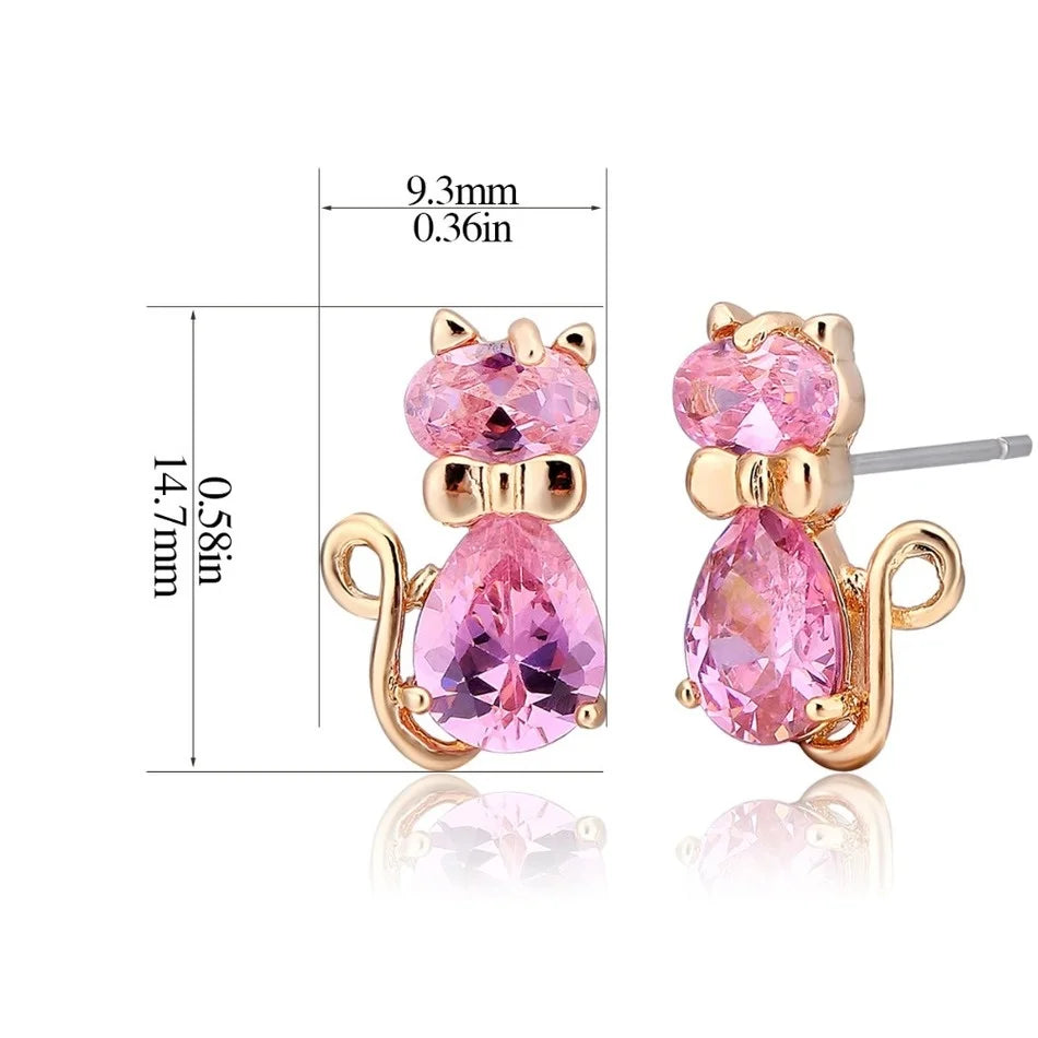 Berg Crystals Cat Stud Earrings (18K Gold Plated)