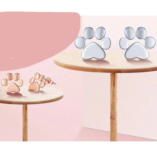 Solid Cat Paw Stud Earrings in Solid 925 Sterling Silver (Platinum or Gold Plated)