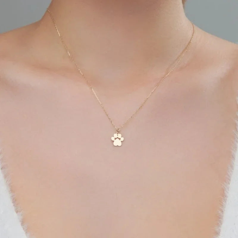 Solid Kitty Paw Necklace in Solid 925 Sterling Silver (Platinum or Rose Gold Plated)