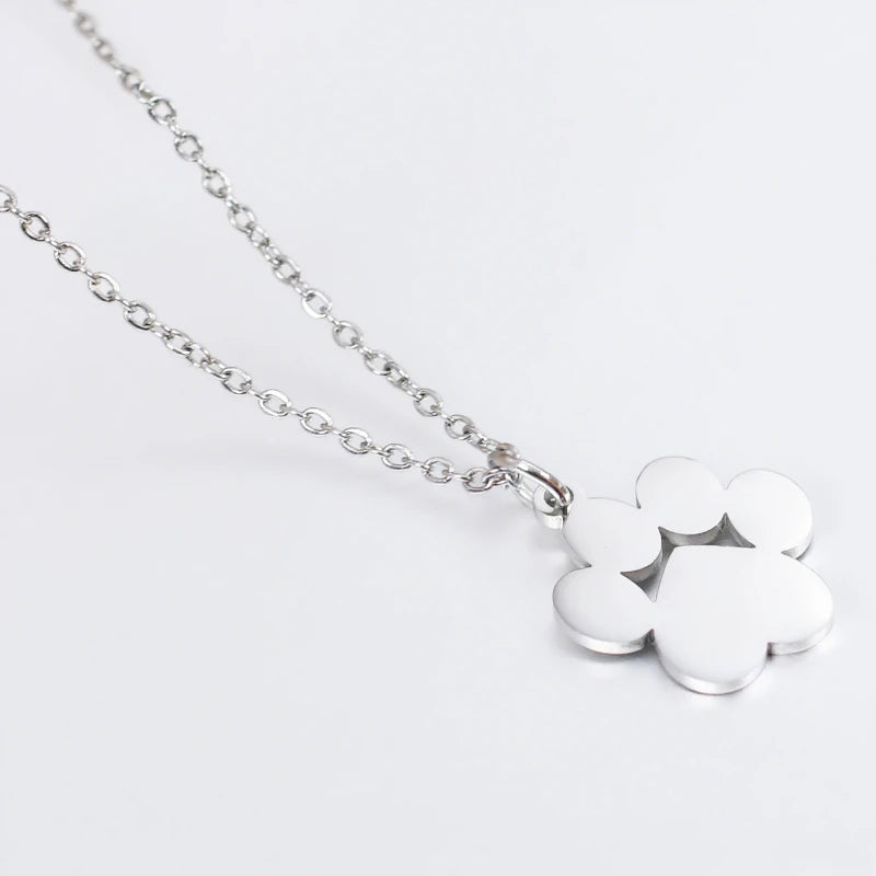 Solid Kitty Paw Necklace in Solid 925 Sterling Silver (Platinum or Rose Gold Plated)