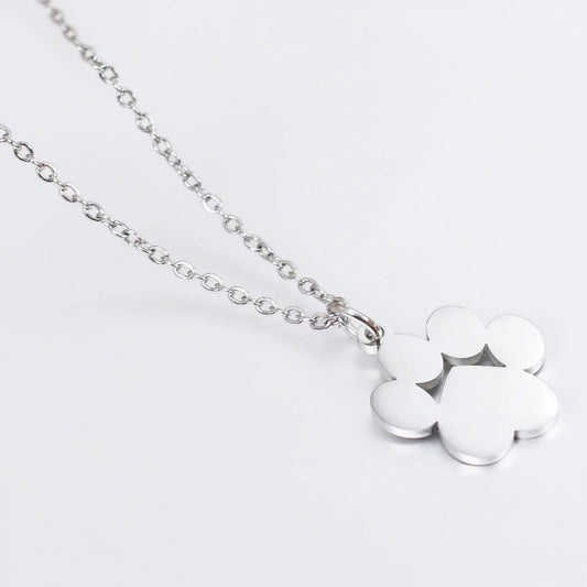 Solid Kitty Paw Necklace in Solid 925 Sterling Silver (Platinum or Rose Gold Plated)