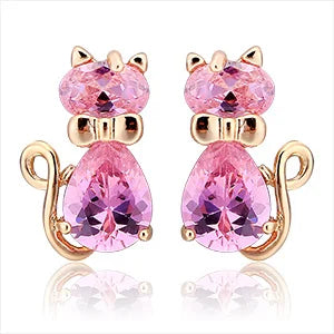 Berg Crystals Cat Stud Earrings (18K Gold Plated)